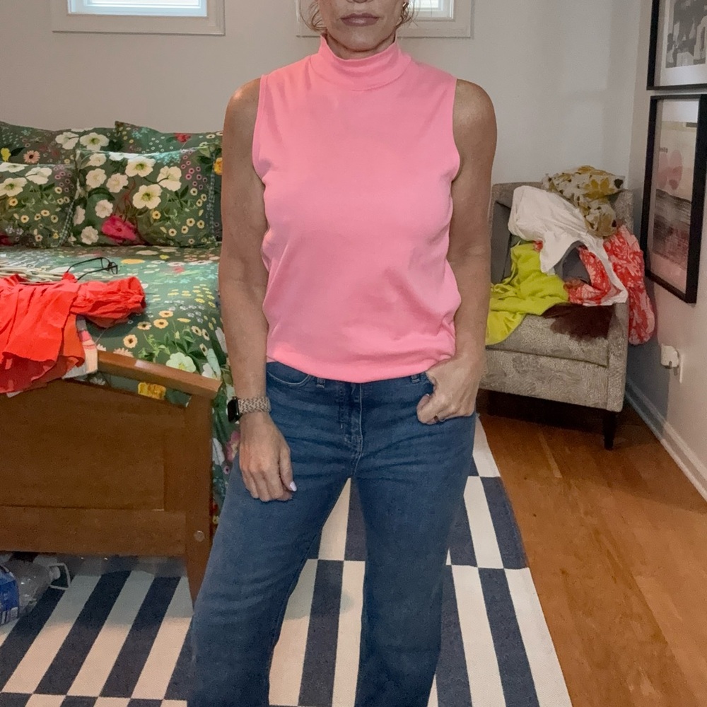 J. Crew Pink Sleeveless mock neck  Top